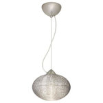 Besa Lighting - Besa Lighting 1KX-4912GL-SN Pape 10 - One Light Cord Pendant with Flat Canopy - The Pape is a wide yet compact handcrafted glass, with distinctive ridges, softly radiused to fit gracefully into contemporary spaces. Our Opal Ribbed glass is a soft white cased glass that can suit any classic or modern d�cor, blown into a faceted mold to create stylish texturing along the outer walls. Opal has a very tranquil glow that is pleasing in appearance. The smooth satin finish on the clear outer layer is a result of an extensive etching process. This blown glass is handcrafted by a skilled artisan, utilizing century-old techniques passed down from generation to generation. The cord pendant fixture is equipped with a 10' SVT cordset and an low profile flat monopoint canopy. These stylish and functional luminaries are offered in a beautiful brushed Bronze finish.  No. of Rods: 4  Canopy Included: TRUE  Shade Included: TRUE  Canopy Diameter: 5 x 0.63< Rod Length(s): 18.00Pape 10 One Light Cord Pendant with Flat Canopy Bronze Glitter GlassUL: Suitable for damp locations, *Energy Star Qualified: n/a  *ADA Certified: n/a  *Number of Lights: Lamp: 1-*Wattage:100w A19 Medium base bulb(s) *Bulb Included:No *Bulb Type:A19 Medium base *Finish Type:Bronze