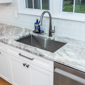 Fantasy Brown Marble White Kitchen Remodel