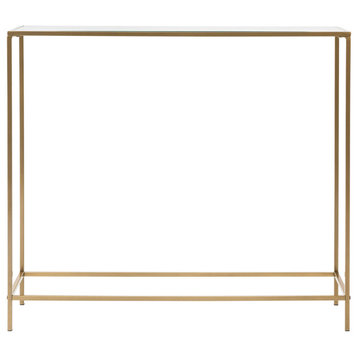 Arvi 36" Clear Glass Console Table, Brass