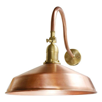 Adjustable Gooseneck Barn Light, Raw Copper