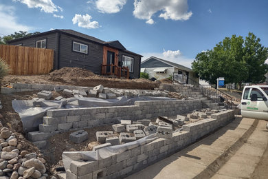 Modern Front Yard Landscape with Retaining Wall in Westminster