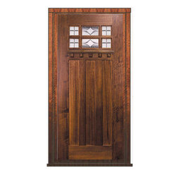 Pre-hung Single Door 80 Wood Mahogany Craftsman 6 Lite TDL Glass - Front Doors