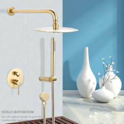 Brass Nickel Brushed Golden Bathroom Concealed Installation Rainfall Shower Set TS0818G - Tub And Shower Faucet Sets