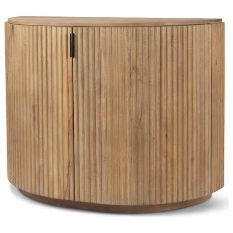 Terra Solid Wood Fluted Accent Cabinet, Brown