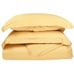 Blue Nile Mills - 530 Thread Count Solid Duvet Cover & Pillow Sham Bed Set, Gold, Full/Queen - Description: