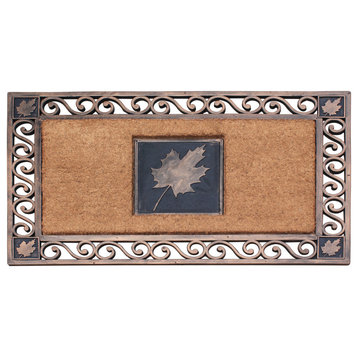 A1HC Rubber and Coir Maple Leaf, Heavy Weight Durable Doormat, 23"X38", Copper