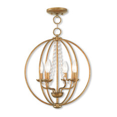 Arabella 4-Light Mini Chandelier/Flush Mount, Antique Gold Leaf