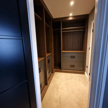 Small Modular Wooden Walk-in Wardrobe Set in Stanmore by Inspired Elements