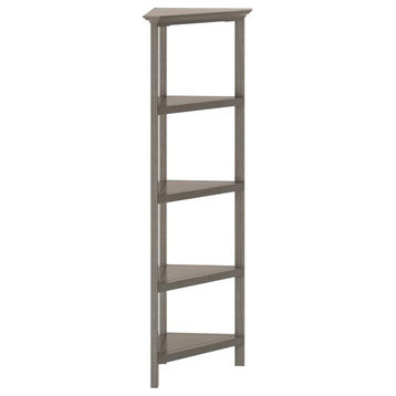 New Ridge Home Goods 4-tier Corner Traditional Wooden Bookcase in Washed Gray