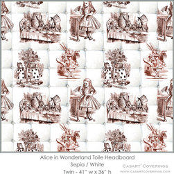 Alice Sepia and White Toile Pattern Headboard Casart wallcovering - Wall Decor