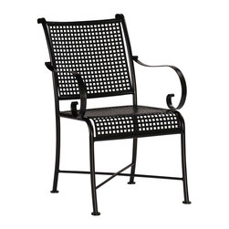 Verano Traditional Wrought Iron Dining Arm Chair by Summer Classics - Outdoor Dining Chairs