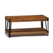 Ryegate Natural Live Edge Solid Wood With Metal Coffee Table, Natural, 48"x32"