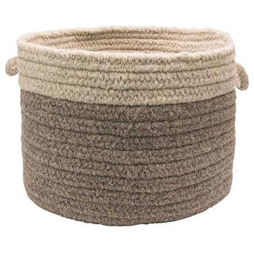 Chunky Natural Wool Dipped Basket, Dark Gray/Light Gray, 14"x10"