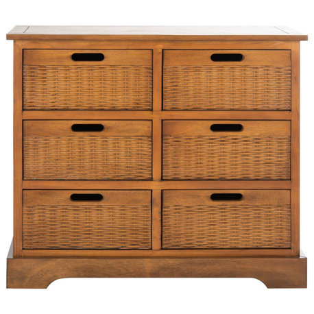 Safavieh Landers 6 Drawer Storage Unit, Honey
