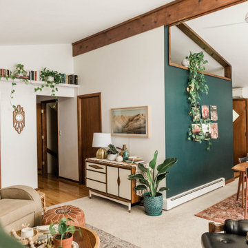 Faux Wood Beams in Living Room