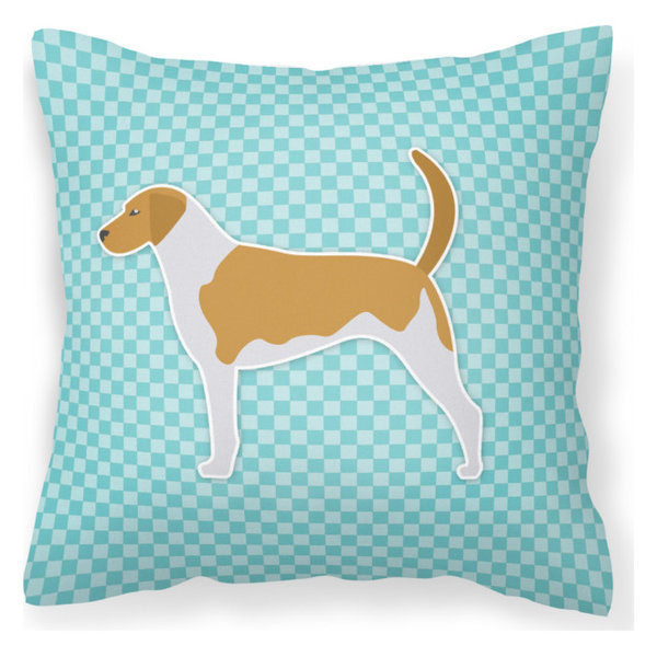American Foxhound Checkerboard Blue Decorative Pillow, 18
