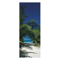 American Wallpaper & Design - Beach Palm Trees Mural Wallpaper for Door - Wall Decals