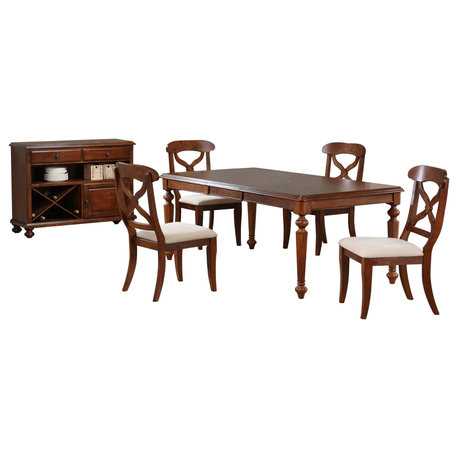 Andrews 6 Piece Butterfly Leaf Dining Set, Chestnut Brown, Server