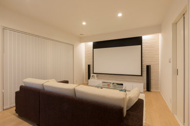 Design ideas for a modern home theatre in Other.