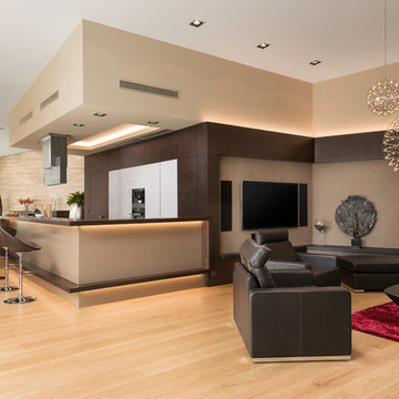 Exclusive interior with dominant veneer furniture