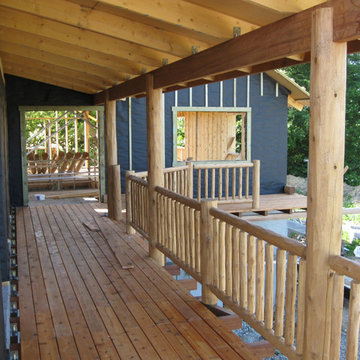 Cedar deck posts and cedar railing