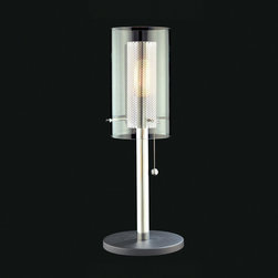 Sonneman Zylinder 22.5" Table Lamp in Polished Chrome and Satin Black Finish - Table Lamps