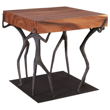 Atlas Side Table, Chamcha Wood, Natural, Metal