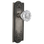 Nostalgic Warehouse - Meadows Plate Passage Crystal Glass Knob, Antique Pewter - Complete Passage Set without Keyhole, Meadows Plate with Crystal Knob, Antique Pewter