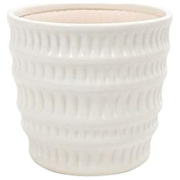 Ceramic Flower & Plant Vase, 6.1"L x 5.6"H x 6.1"W, White