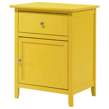 Modern 1 Drawer /1 Door Nightstand, Yellow