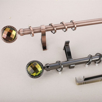 QYR64 1-1/8" Coree 28mm Diameter Steel Curtain Rod Set With Ball Finial
