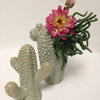 Ceramic Cactus Set with Silk Flower and Succulent