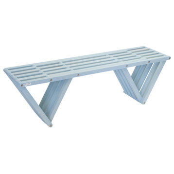 Backless Solid Wood Small Bench Modern Design 54"Lx15"Wx17"H, Nautical