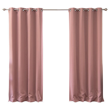 Solid Grommet Top Thermal Insulated Blackout Curtains, Mauve, 84"