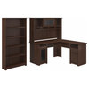 Bush Furniture Cabot L Shaped Desk with Hutch & Bookcase in Modern Walnut