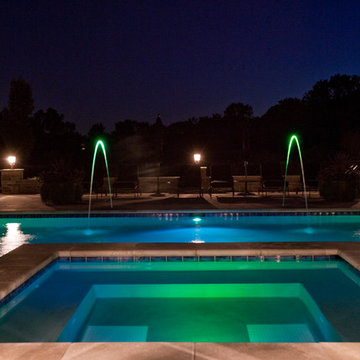 Lake Forest, IL Swimming Pool and Raised Hot Tub with Laminar Fountains