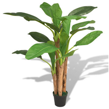 vidaXL Artificial Tree with Pot Fake Banana Tree Lifelike Tree 68.9" Green
