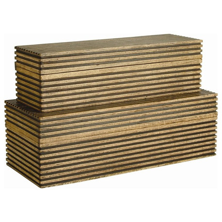 Wooden Trinity Boxes, Set of 2, Brown