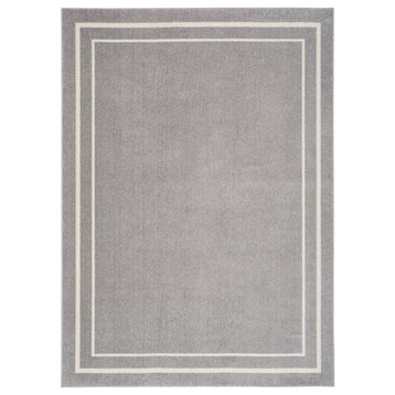 Nourison Essentials 4' x 6' Gray Ivory Fabric Contemporary Area Rug (4' x 6')