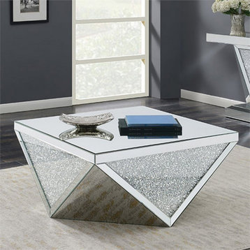 Stonecroft Furniture 39" Mirrored Accent Coffee Table in Silver