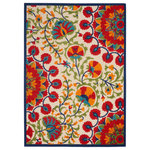 Nourison - Nourison Aloha 7' x 10' Red/Multi Transitional Area Rug - This indoor/outdoor rug from the Aloha Collection features soft cut pile and textural woven patterns in bursts of color sure to enliven any space, both inside and outside your home. Twisting vines and blooms add a festive floral touch to your patio or deck. Created from premium stain-resistant fibers for long wear, low maintenance, and a splendid texture.