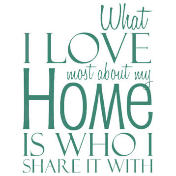 Decal Vinyl Wall What I Love Most About My Home Is Quote, Teal