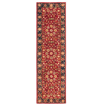 Safavieh Heritage Hg966A Red, Navy Area Rug, 2'x8' Runner