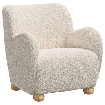 Red from Scalamandre Crafted by Cloth & Company Portland Chair Boucle Ivory, Plush Boucle Ivory