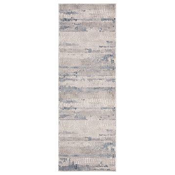 Safavieh Meadow Collection MDW182 Rug, Grey/Navy, 2'7" X 8'