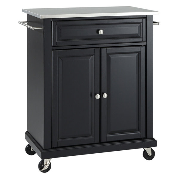 Stainless Steel Top Portable Kitchen Cart/Island, Black Finish