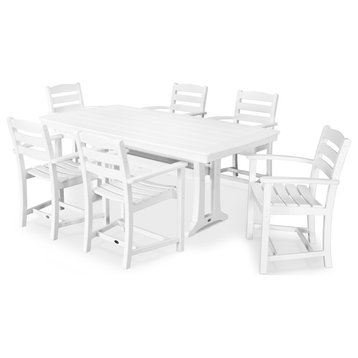 POLYWOOD 7 Piece La Casa Arm Chair Dining Set, White