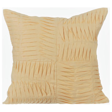 Yellow Throw Pillow Covers 16"x16" Cotton, Yellow Pintuck Block