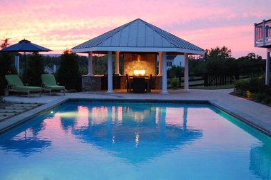 Example of a classic rectangular pool design in DC Metro with a bbq area