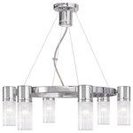 Livex Lighting - Livex Lighting 50696-05 Midtown - Six Light Chandelier - Mounting Direction: Up/Down  CaMidtown Six Light Ch Chrome Clear Fluted  *UL Approved: YES Energy Star Qualified: n/a ADA Certified: n/a  *Number of Lights: Lamp: 6-*Wattage:60w Candalabra Base bulb(s) *Bulb Included:No *Bulb Type:Candalabra Base *Finish Type:Chrome